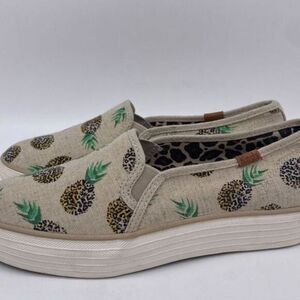 Keds Shoes Womens 6 Beige Pineapple Print Slip On Comfort Sneaker Ladies NEW‎